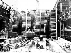 Монтаж оборудования высотно-промежуточного склада. 1986 год